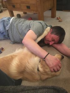 Monty with Richard in the lounge