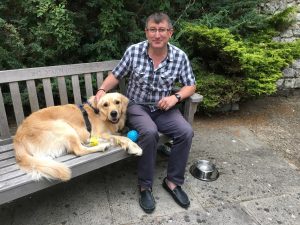 I was quite tired after my walk so I sat down on the bench with Richard for a rest.