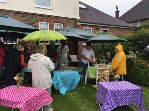 If you look very closely I am sitting with Mrs P who has a bright yellow jacket on! It was very damp!